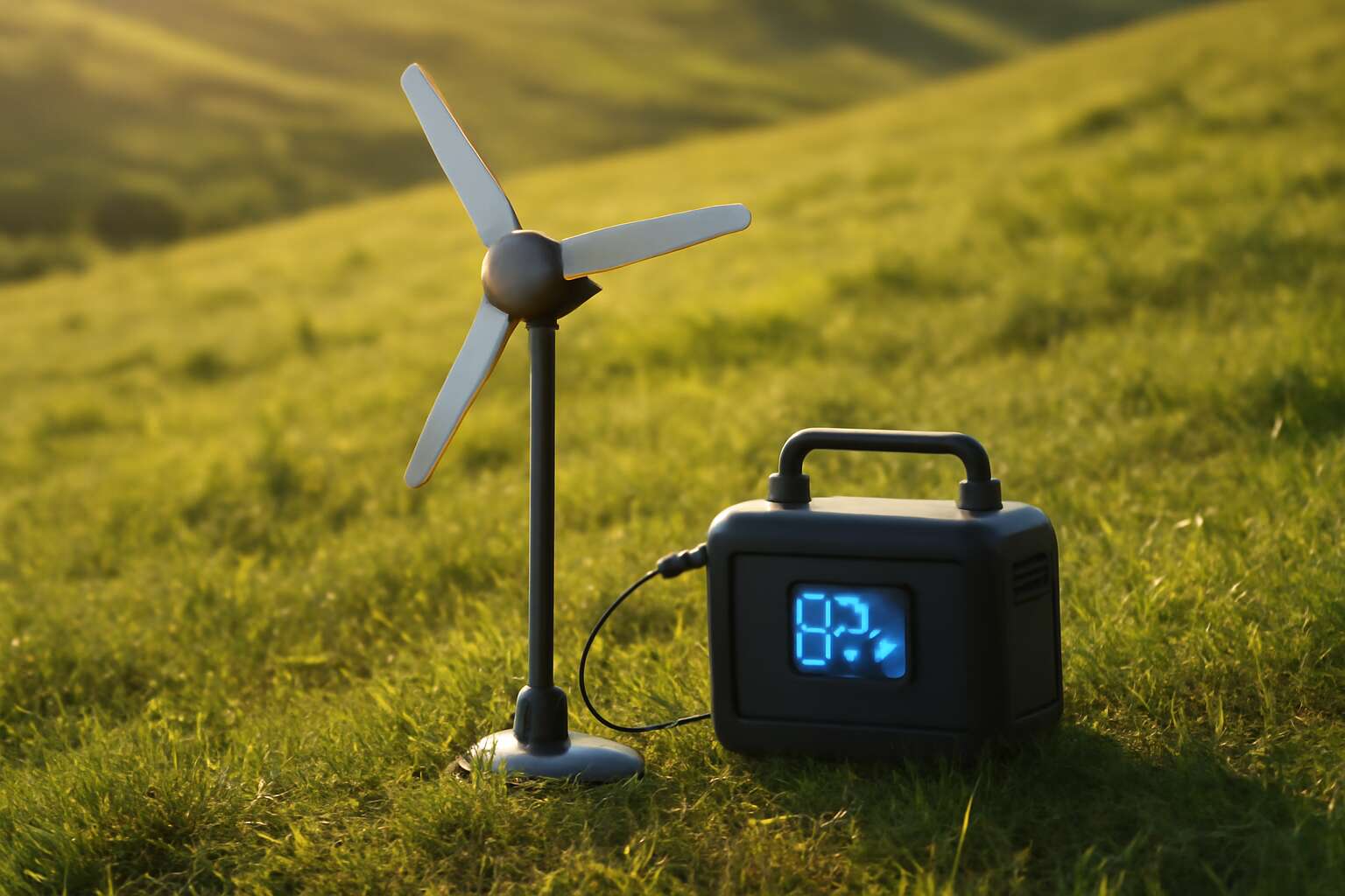 portable wind turbine with battery