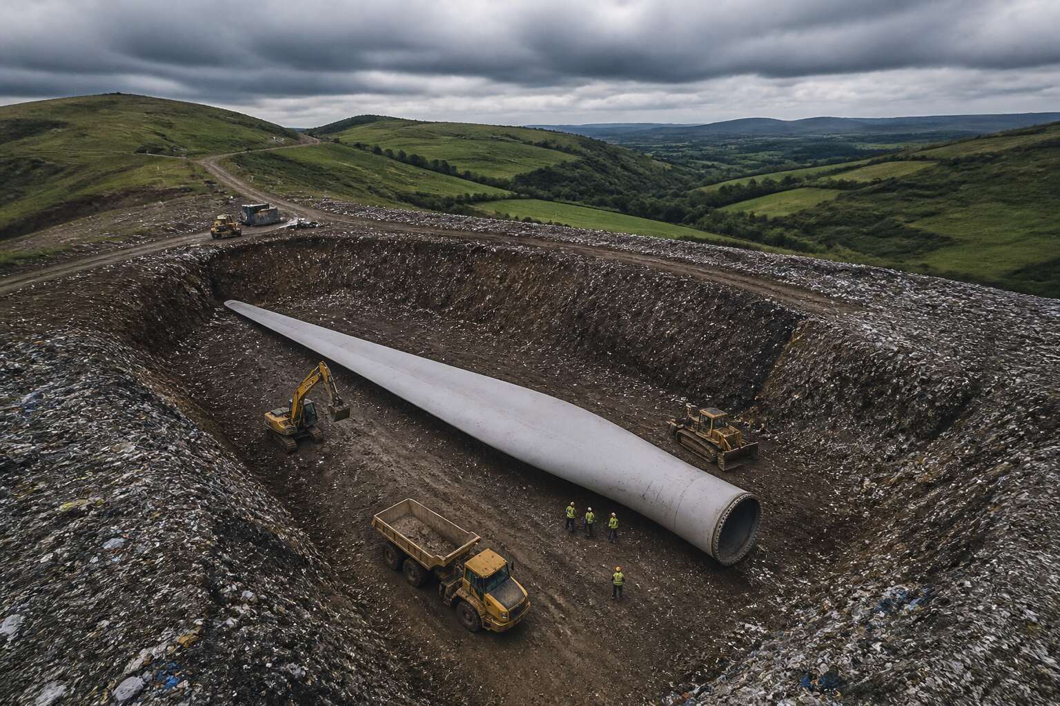 are wind turbine blades being buried
